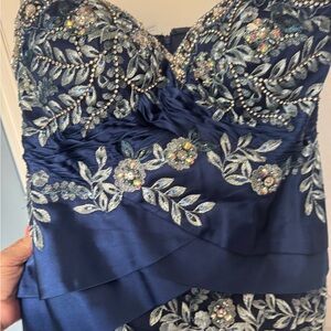 Elegant Navy Embellished Dress